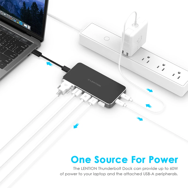 Lention USB-C портативная док-станция 1080P с 2 USB 3,0, HDMI+ DisplayPort+ VGA выход, type C данных+ адаптер для зарядки