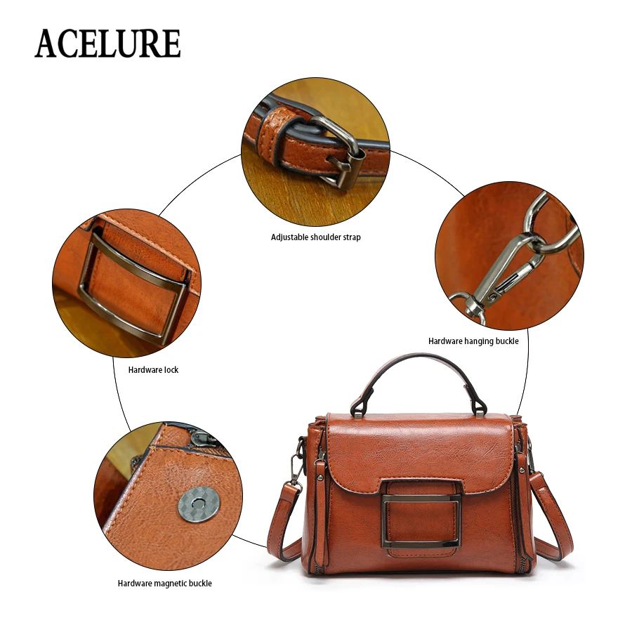 Сумка-тоут ACELURE женская с замком маленький винтажный саквояж на плечо квадратная