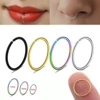 1 5pc nose ring septum piercing clicker clip hoop earring for women stainless steel fake cartiliage helix ear tragus jewelry 16g