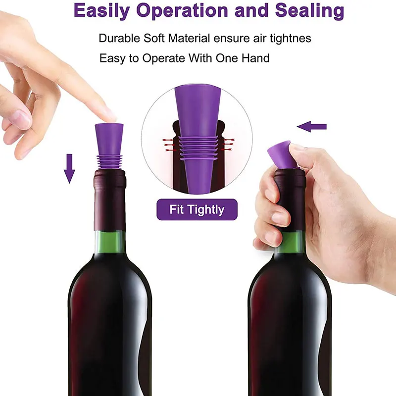 

Premium Silicone Wine Beverage Bottle Stopper Leak-proof Champagne Bottle Sealer Stopper Reusable Stainless Steel Bottom Stopper