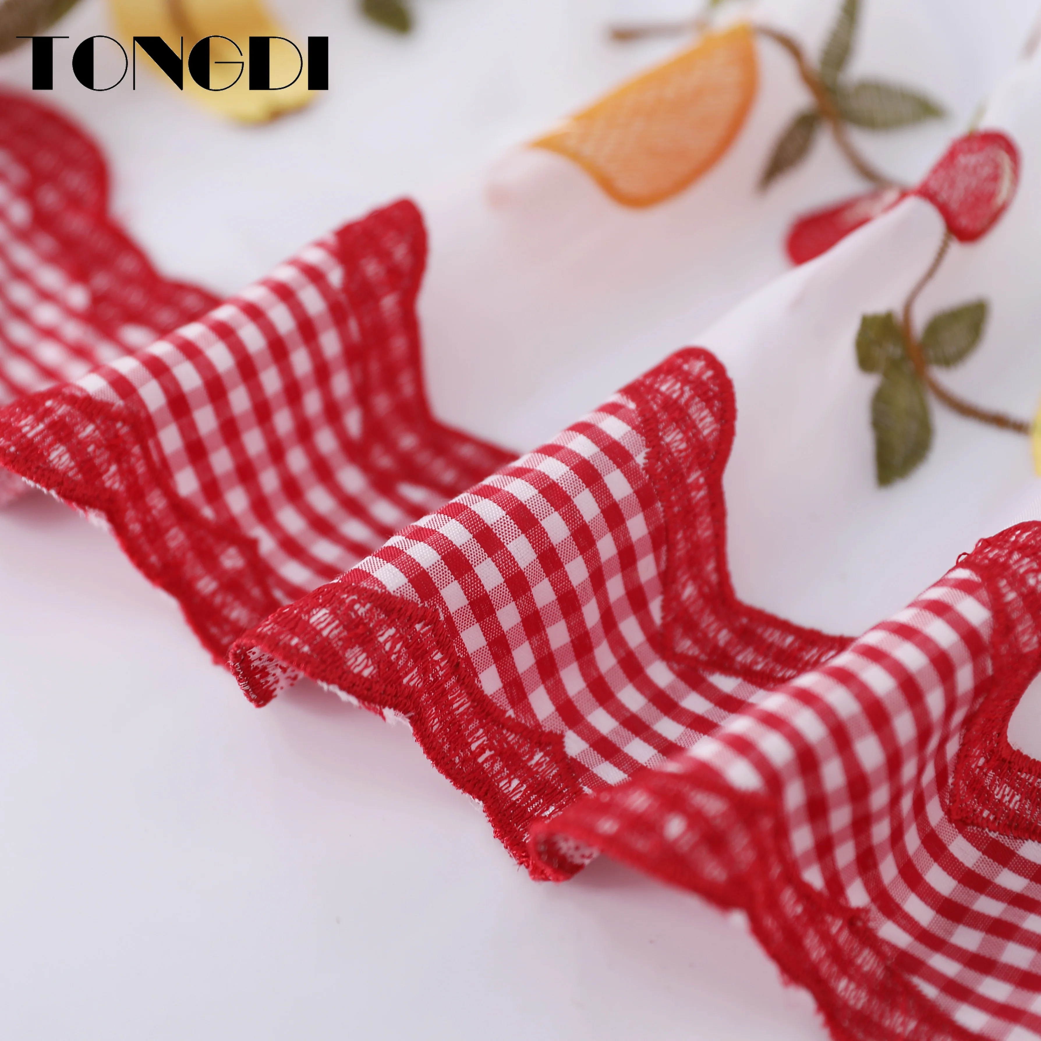 TONGDI кухонные шторы пасторальное фруктовое кафе красивая вышивка тюль декор для