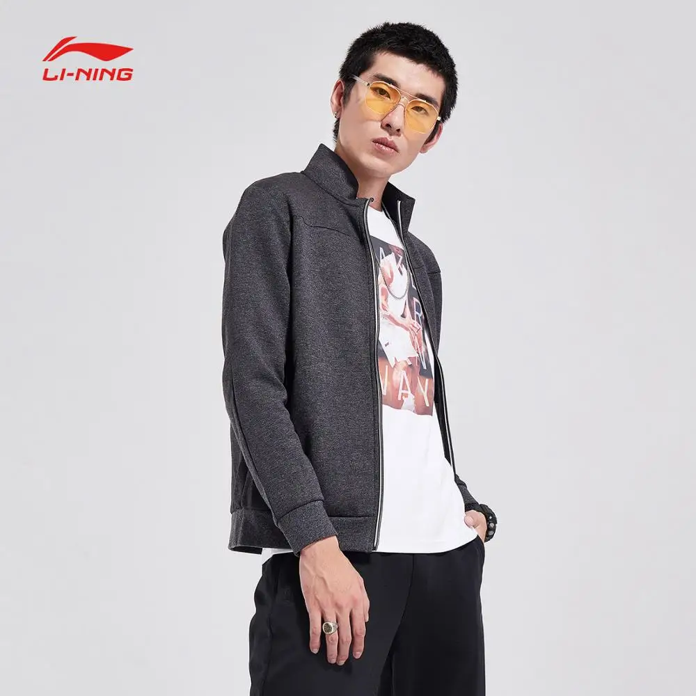 Свитер серии Li-Ning Wade, Классический крой, 66% полиэстер, 34% хлопок, застежка-молния, подкладка, Спортивная Толстовка, топы AWDN905 MWW1451