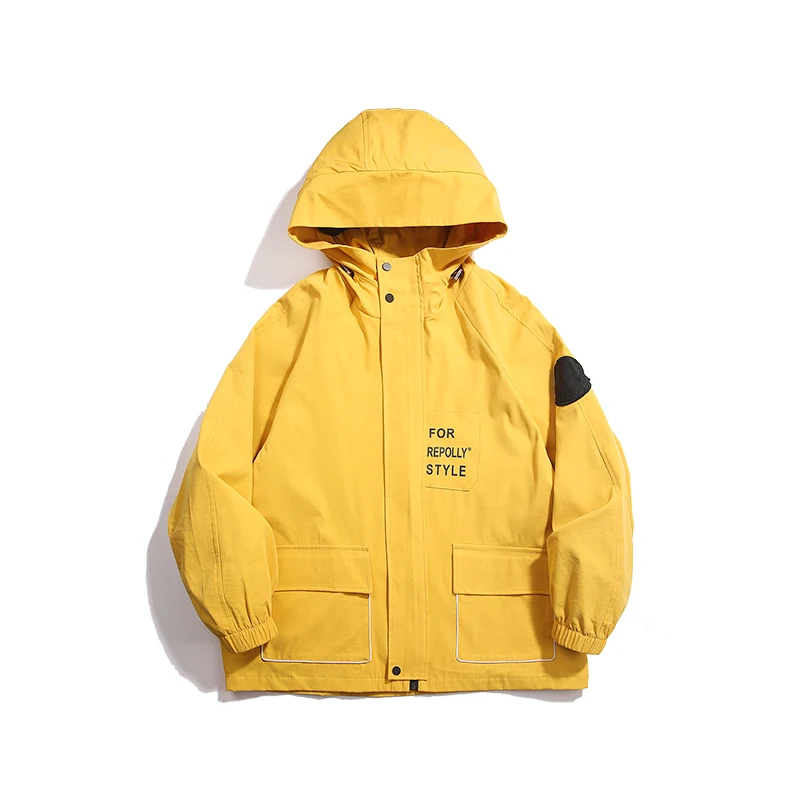 

Plus Size 5XL-M Autumn Winter Fashion Letter Print Front Big Pockets Hooded Jacket Men Clothing 2021 Loose Casual Outwear Coats