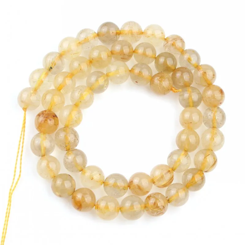 Круглые Бусины Из Натурального золота с рутилированным кварцем для ювелирных