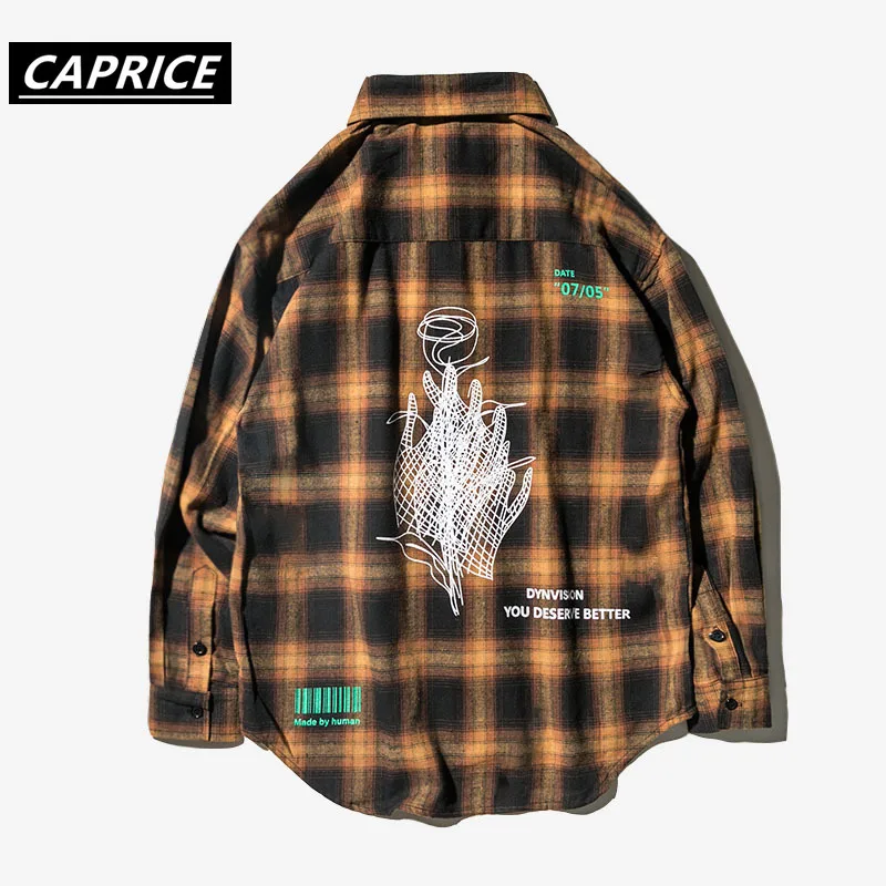CAPRICE 2019 клетчатые рубашки с длинным рукавом мужские хип хоп повседневные