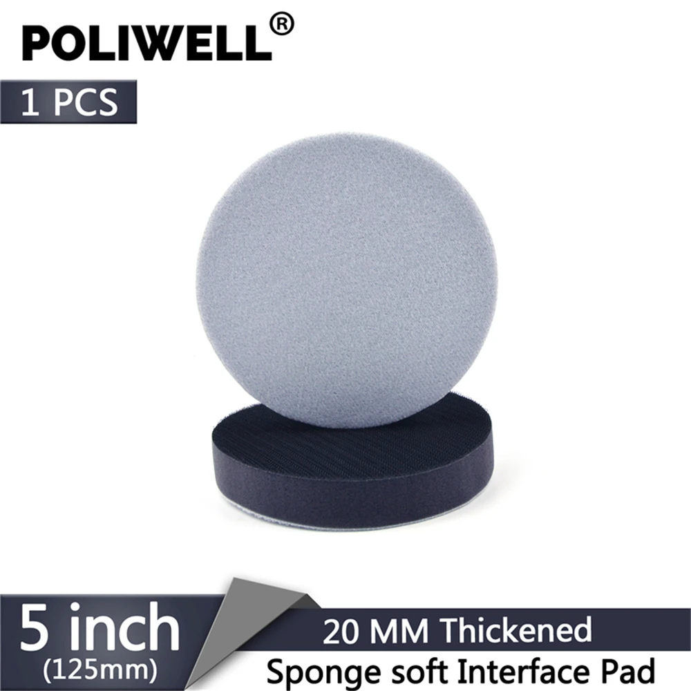 POLIWELL 5 дюймов 125 мм Утолщенные мягкие губки интерфейс колодки для крюк и петли шлифовальный диск поддержки буферизации колодки(20 мм толщиной