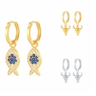 Автоклав 925 стерлингового серебра серьги с подвесками быка рыбка животное дизайн серьги для мужчин и женщин, модное ювелирное изделие для вечерние