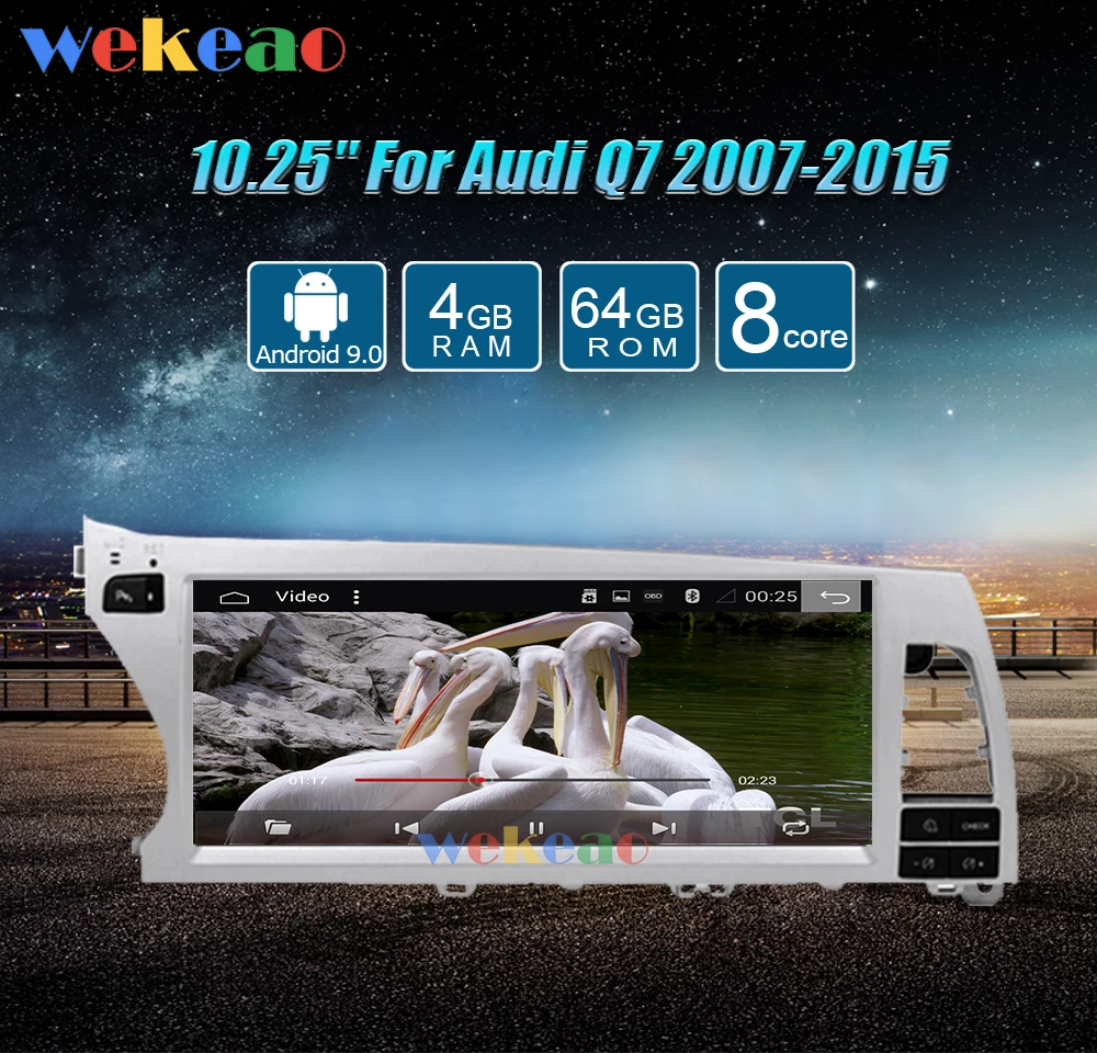 Wekeao широкий экран 10,25 ''Android 9,0 автомобильный Радио gps навигация для Audi Q7 Автомобильный Dvd мультимедийный плеер 2007