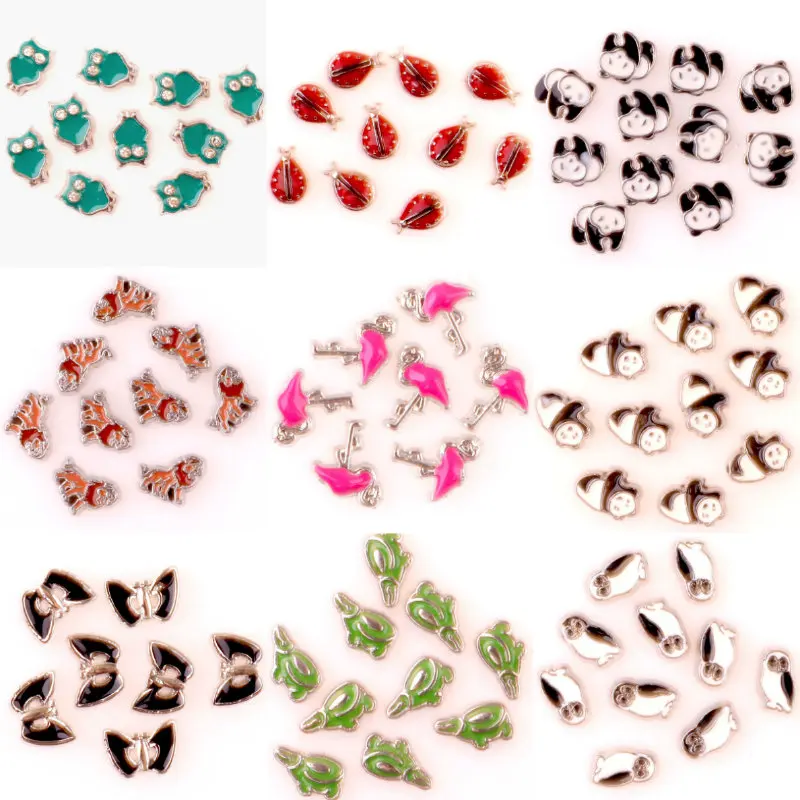 40 шт./лот эмаль панда и Лебедь плавающие амулеты изготовление бабочка Фламинго