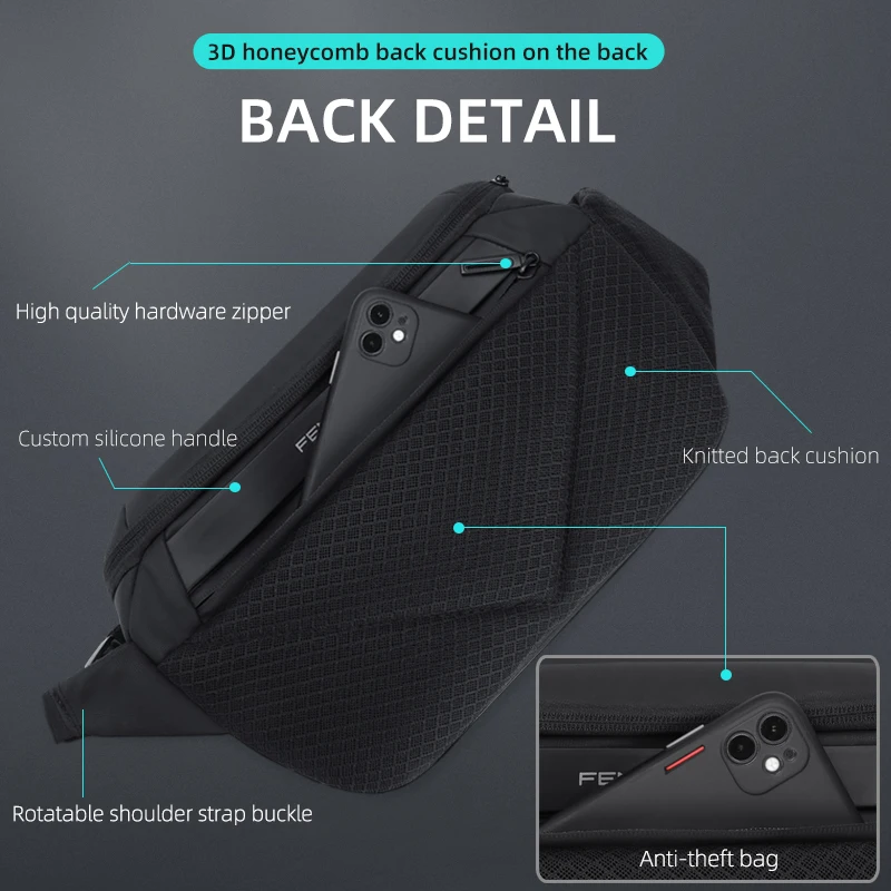 

Fenruien 2021 New Men Shoulder Bag Casual Messenger Bags Waterproof Male Waist Pack Short Travel Crossbody Bag Fit 9.7 Inch iPad