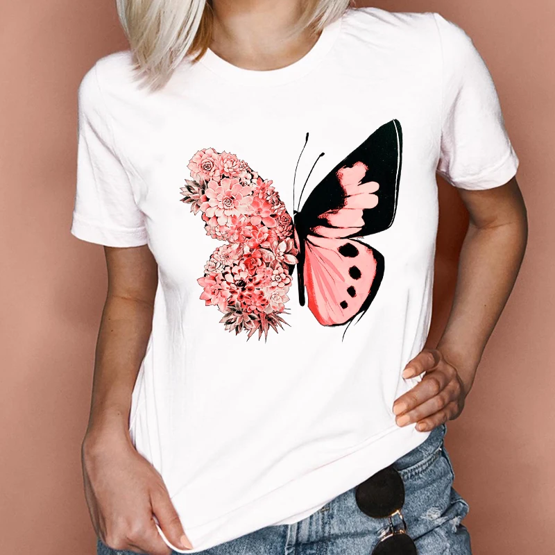 

Women Graphic Floral Sunflower Butterfly Fashion 90s Clothing Summer Spring Lady Clothes Tops Tees Print Female Tshirt T-Shirt