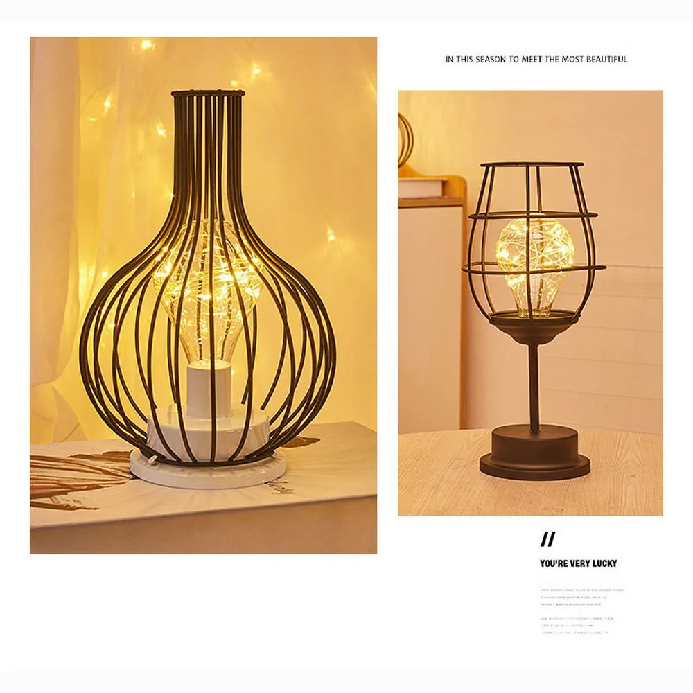 Настольная лампа в стиле ретро железный ночсветильник с медной проволокой для