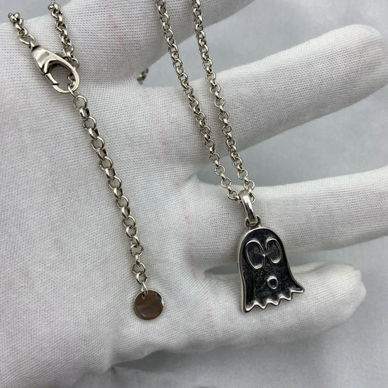

925 Sterling Silver Specter Necklace Luxury Men And Women Couple Hip Hop Retro Pendant Trend Of The Party Jewelry Gift