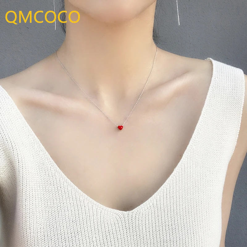 QMCOCO модное серебряное цветное романтическое ожерелье с подвеской в форме