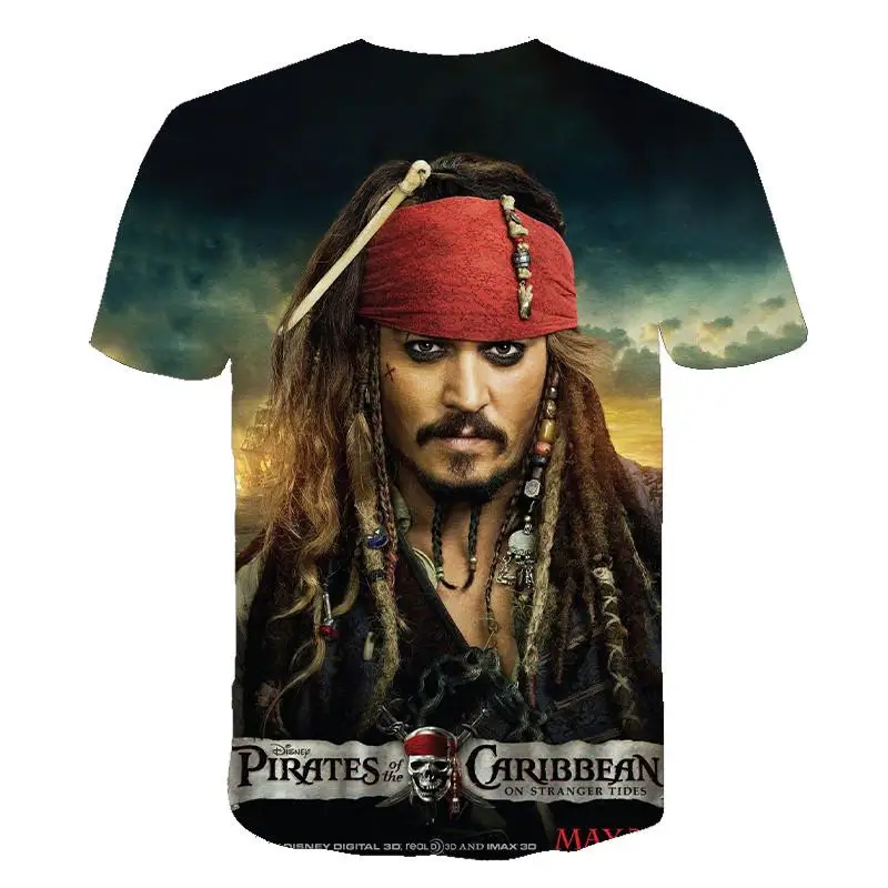 Новинка забавная футболка Мужская фильм Пираты карибы Джек Воробей с 3D принтом