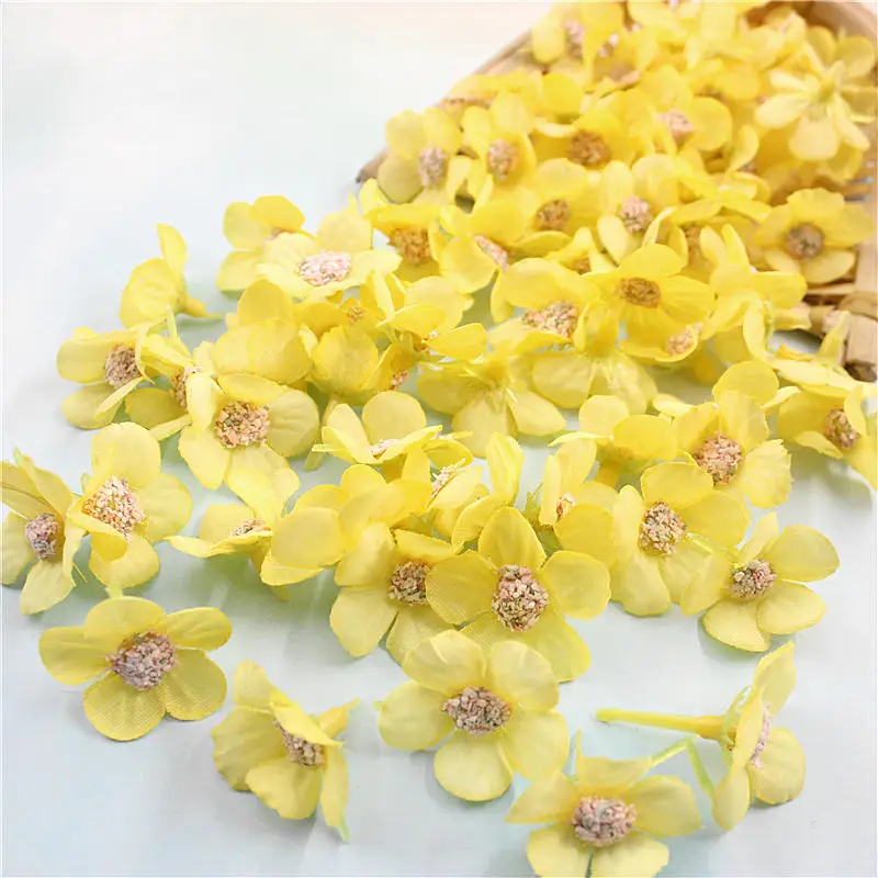 yellow Ручной работы свежий цветок 10 шт. свадебное платье аксессуары свадебный головной убор гирлянда декоративный цветок Lucky floret - Цвет: yellow