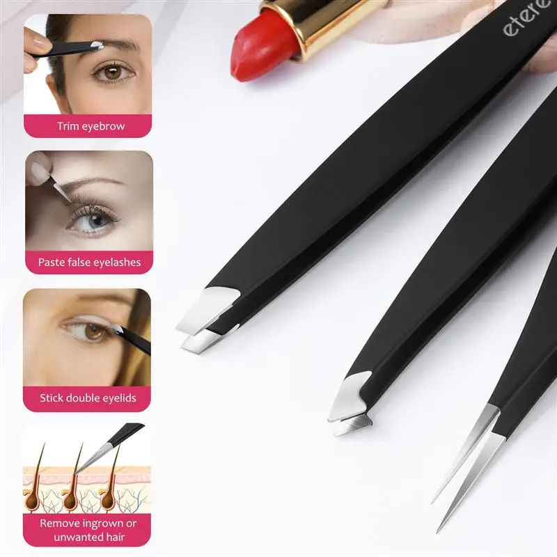 3 шт./компл. Профессиональный пинцет для бровей из нержавеющей стали точечный