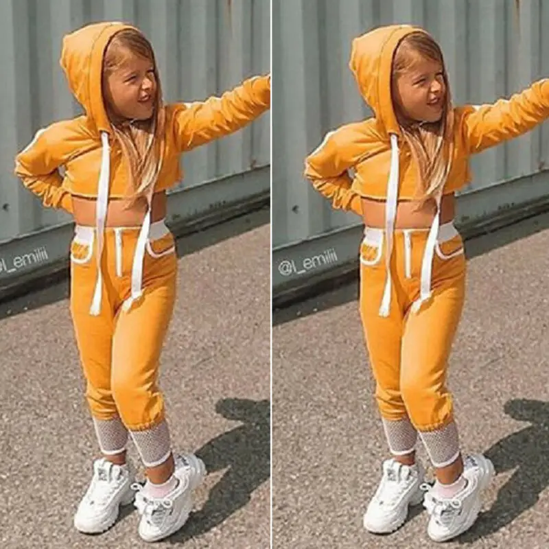 Спортивная одежда для маленьких девочек укороченные топы с длинными рукавами и