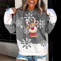 women christmas sweatshirts cartoons elk snowflake printed xmas hoodies top winter long sleeve round neck jumper clothes moletom