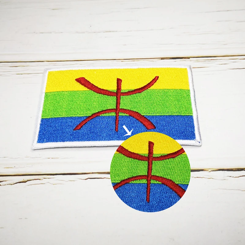 Berber флаг полная 100% патч для жилета шляпы джинсов термоклейкая бирка с вышивкой 8*5