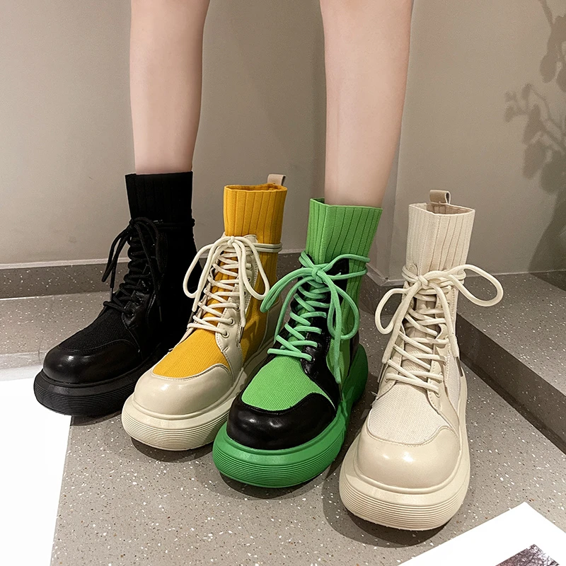 

Brand Design 2021 Big Sizes 43 Platform High Heels Fashionable Autumn Winter Wedges Shoes Ankle Boots Women Shoes for Women