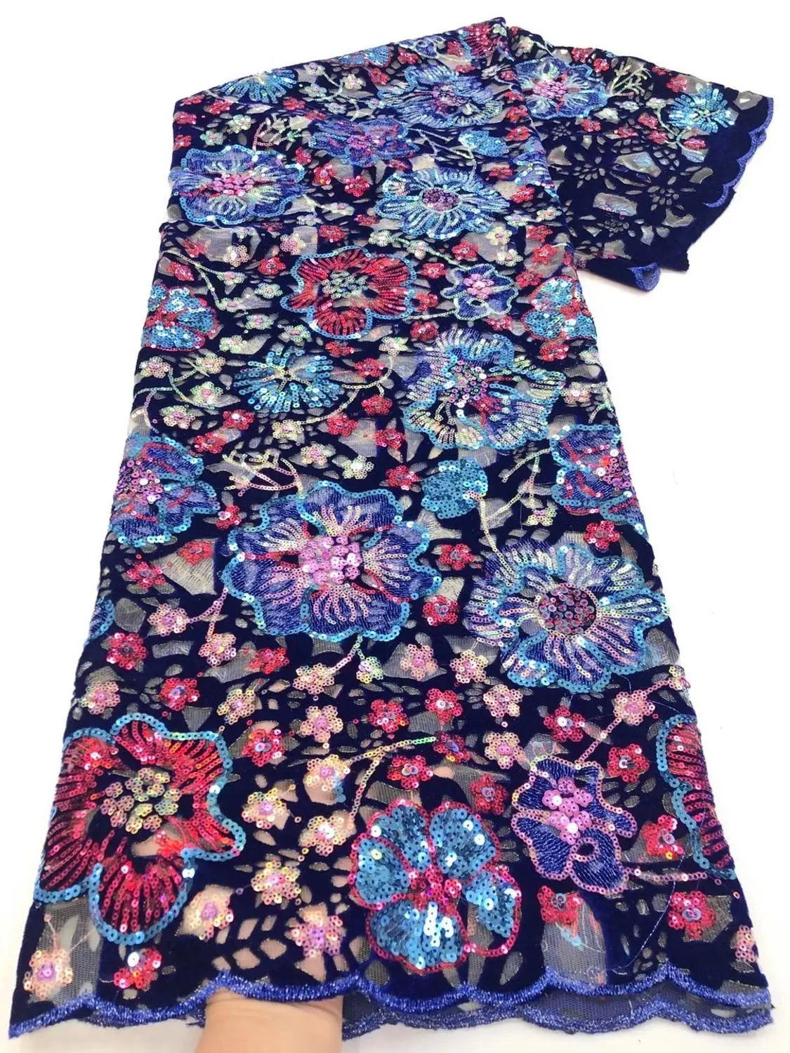 

Вышитая тюль с блестками Кружевная Ткань 5 ярдов 2020 новая французская роскошная кружевная ткань JJ-0490