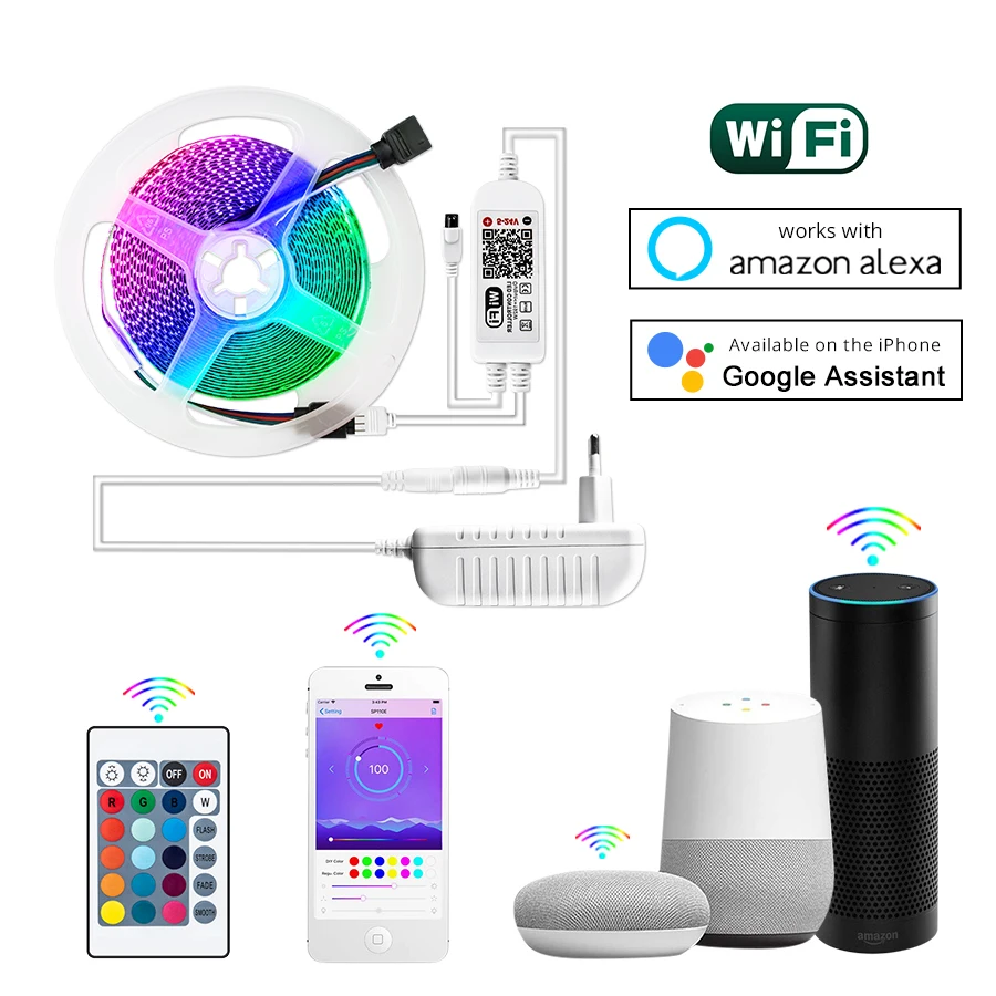 Гибкая светодиодная лента RGB с поддержкой Wi Fi 12 В 24 В|Светодиодные ленты| |