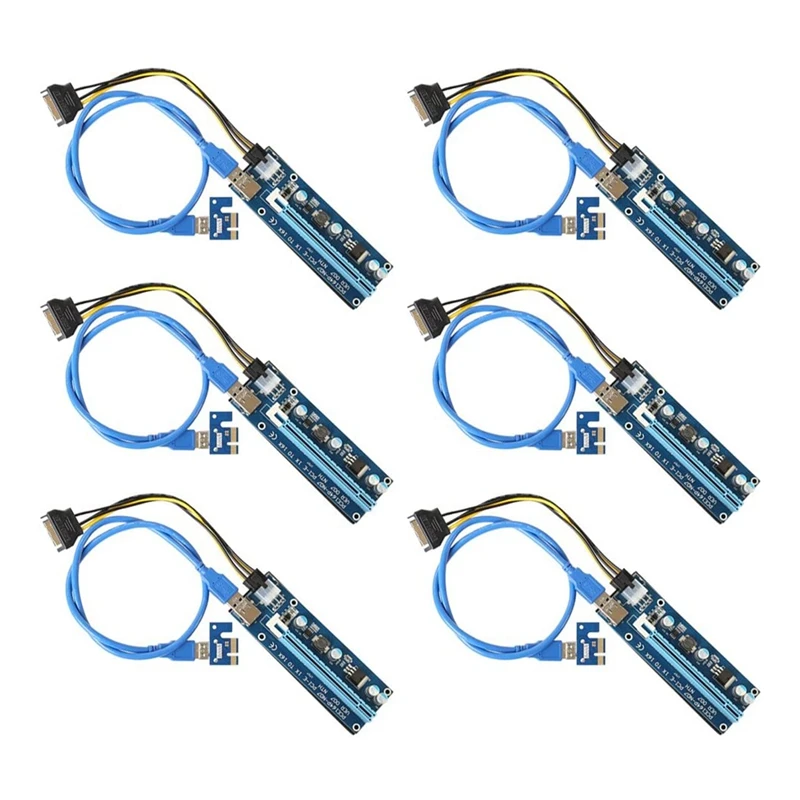 PCIE Райзер 1X к 16X Power ed адаптер карта 60 см USB 3 0 Удлинительный кабель 6 контактный SATA