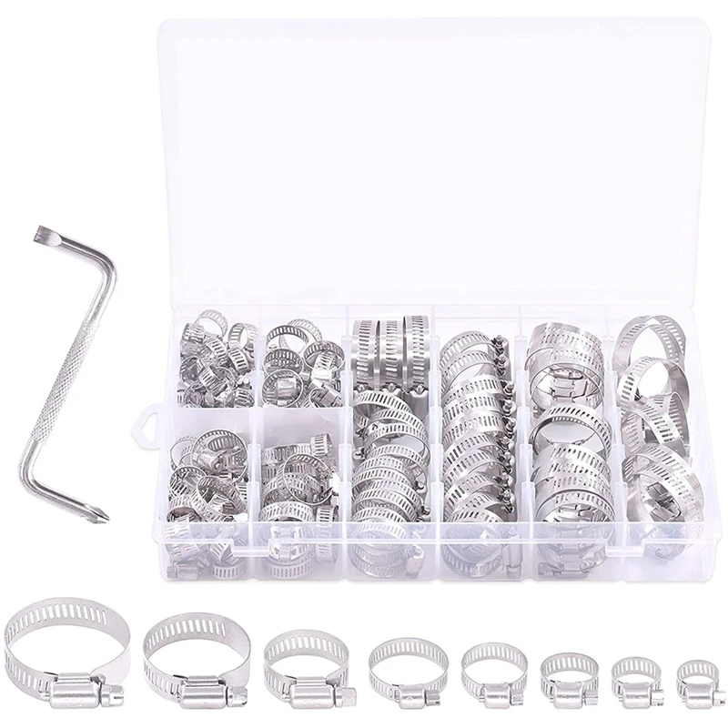 

120Pcs Stainless Steel Worm Gear Hose Clamps Duct Clamp Adjustable Hose Clamp Fuel Line Clamp for Plumbing