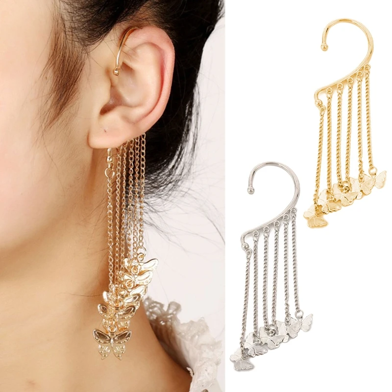 

Стразы серьги-каффы в виде бабочек, винтажные серьги-каффы в форме бабочки, серьги-каффы на гусеничном ходу для женщин и девушек