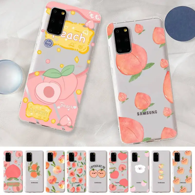 

YNDFCNB Cute Fruit Peach Phone Case For Samsung A 10 20 30 50s 70 51 52 71 4g 12 31 21 31 S 20 21 plus Ultra
