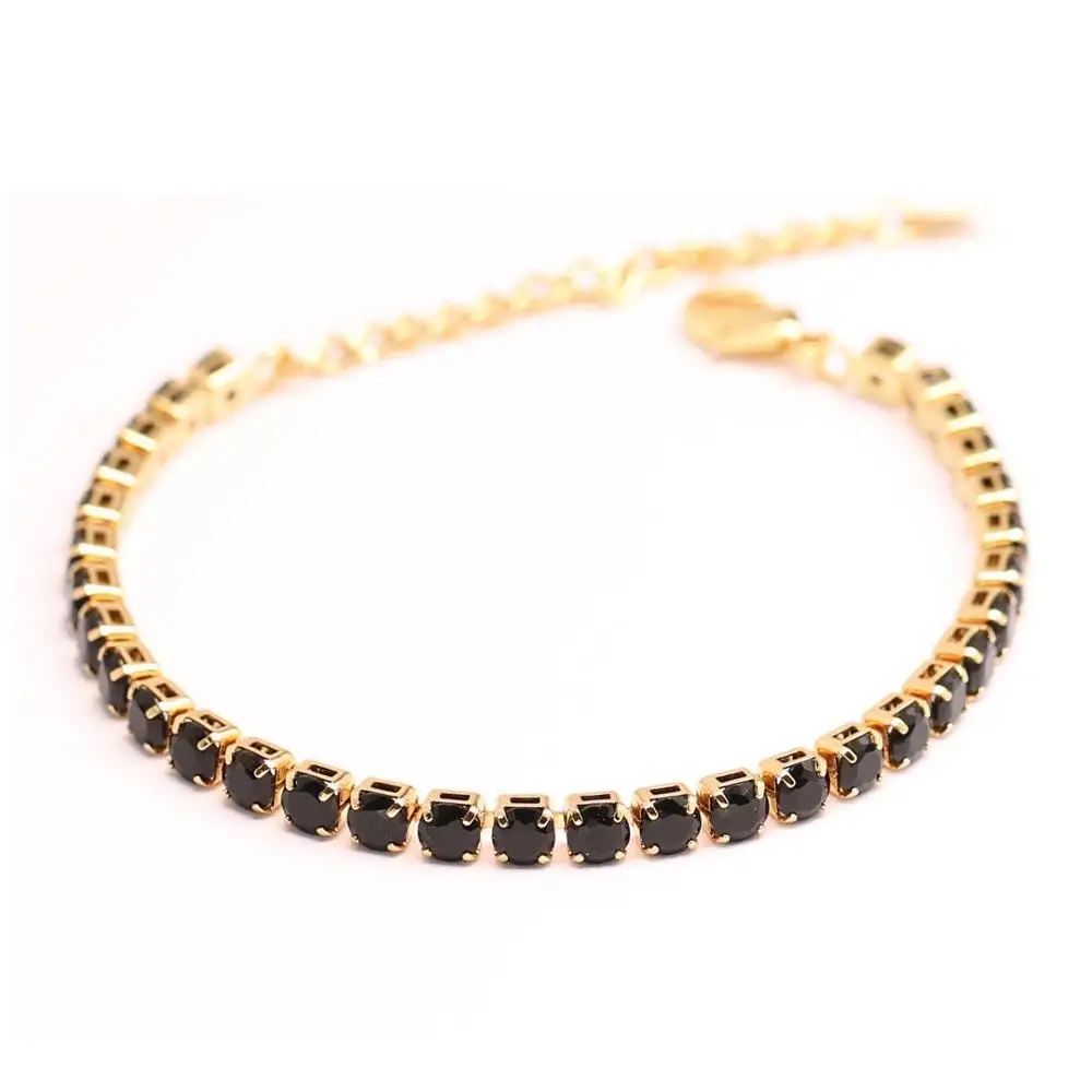 Новые модные мужские теннисные браслеты золотой/черный/серебряный цвет цепочка