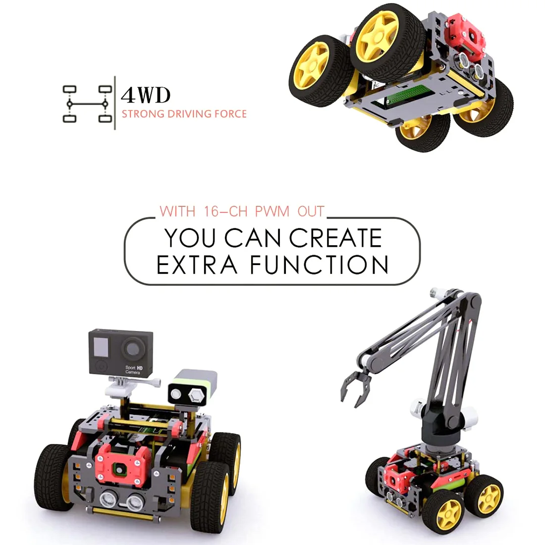 Adeept Амб 4WD WiFi умный робот автомобиль комплект DIY Kit с OpenCV отслеживать цели передача