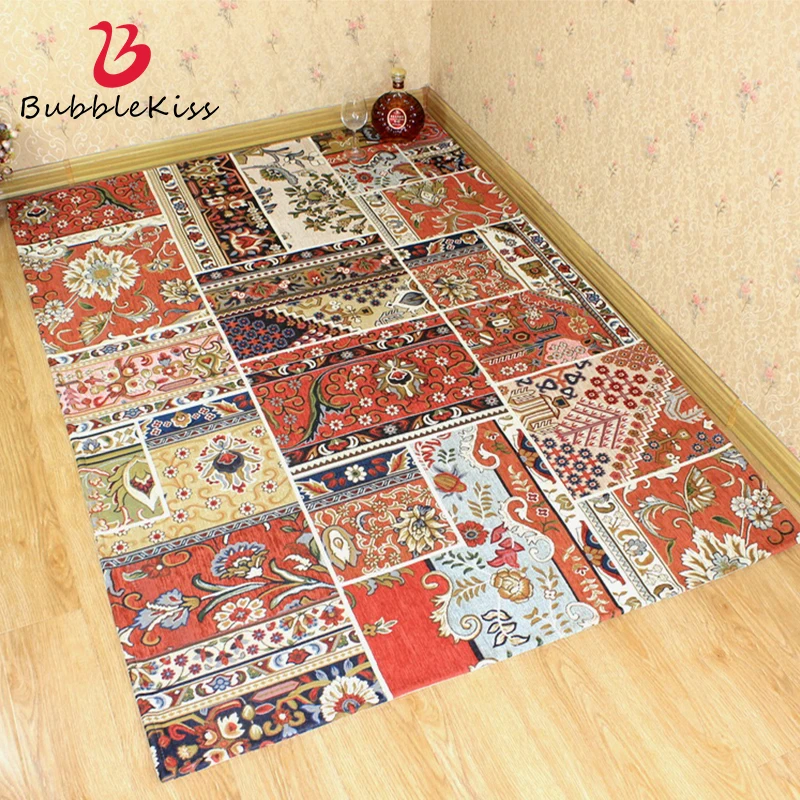 

Bubble Kiss Bohemian Thick Carpet Pastoral Floral Rugs For Bedroom Living Room Decoration Home Tatami Floor Mat Retro Carpets