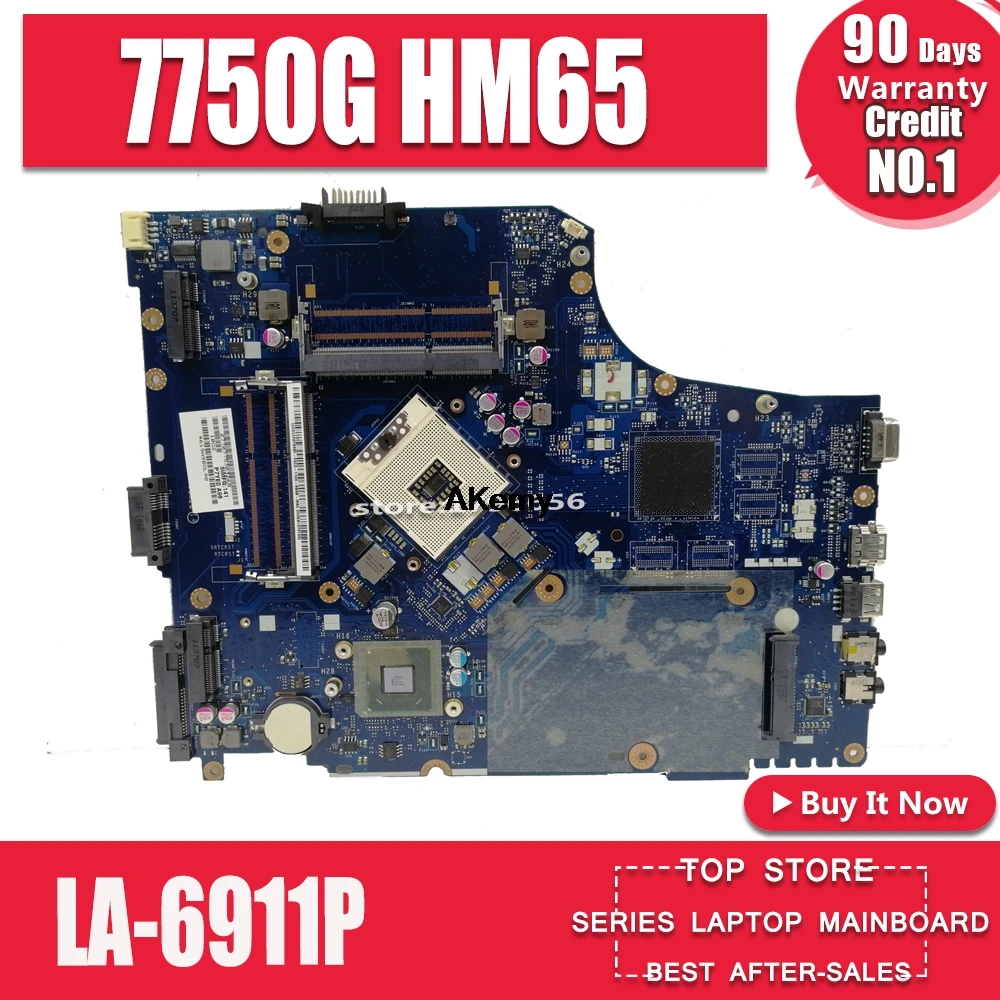7750G материнская плата для ноутбука acer aspire 7750 7750G MBRN802001 P7YE0 LA-6911P 3AMFG HM65 протестирован