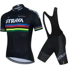 Трикотажный комплект для велоспорта STRAVA, командная одежда для велоспорта, трикотажный комплект с шортами и нагрудником для мужчин