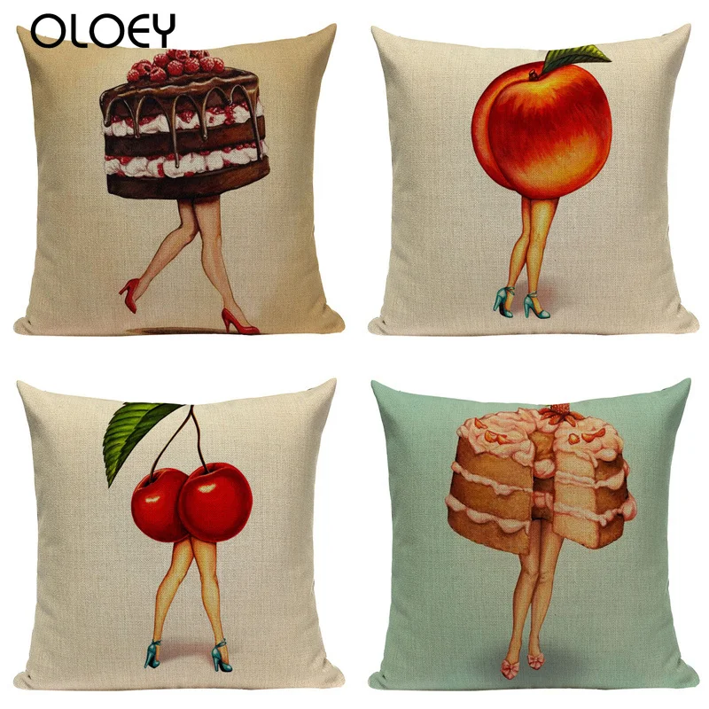 

Мягкая Наволочка из льна с фруктовым напитком в простом стиле, декоративная наволочка для дома и спальни, мягкая и удобная 45х45см.