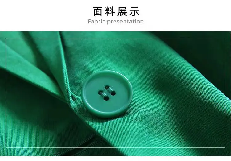 

2021 New Fashion Women's Spring Jackets Single Button Three Quarter Sleeve Summer Solid Green Coat Jacket Female Oversize