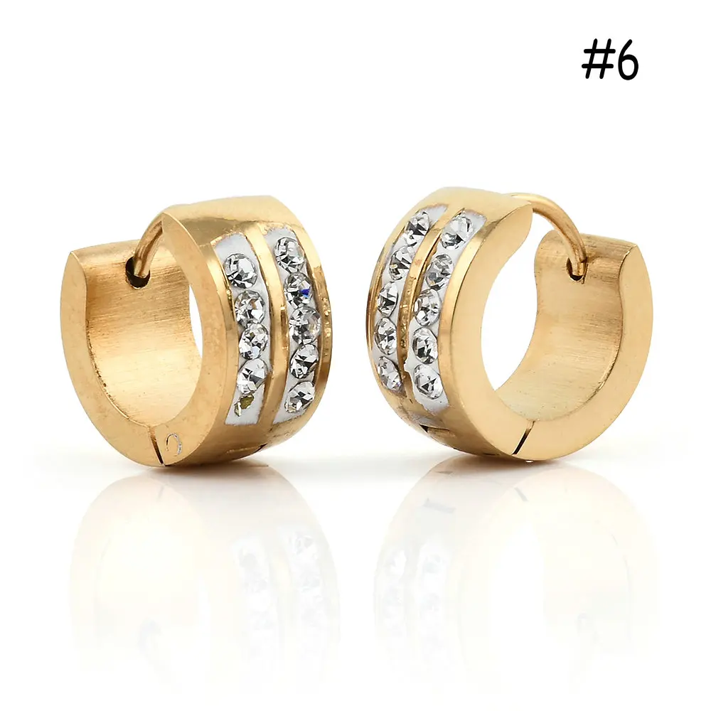 style 6 1 пара, высокое качество, для женщин и мужчин, нержавеющая сталь, кристалл, стразы, серьги-гвоздики, для влюбленных, вечерние серьги под золото - Окраска металла: style 6