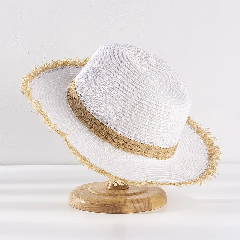 

2021 New Summer Women's Sun Hat Wide Side Jazz Cap Tassel Fashion Floppy Foldable Ladies Women Straw Beach Hat Seaside Holiday