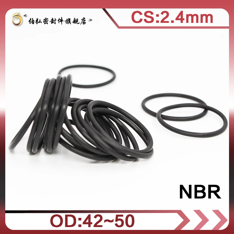 

Nitrile Rubber O-Ring 20PCS/lot Black NBR Sealing CS2.4mm OD42/44/45/48/50mm O-Ring Seal Gasket Ring