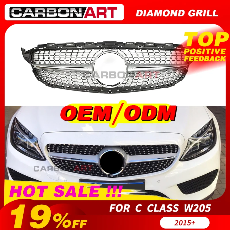 Новый benz C Class W205 Алмазная решетка ABS материал для MB C180 C200 C250 C350 C400 C450 C220 спортивный