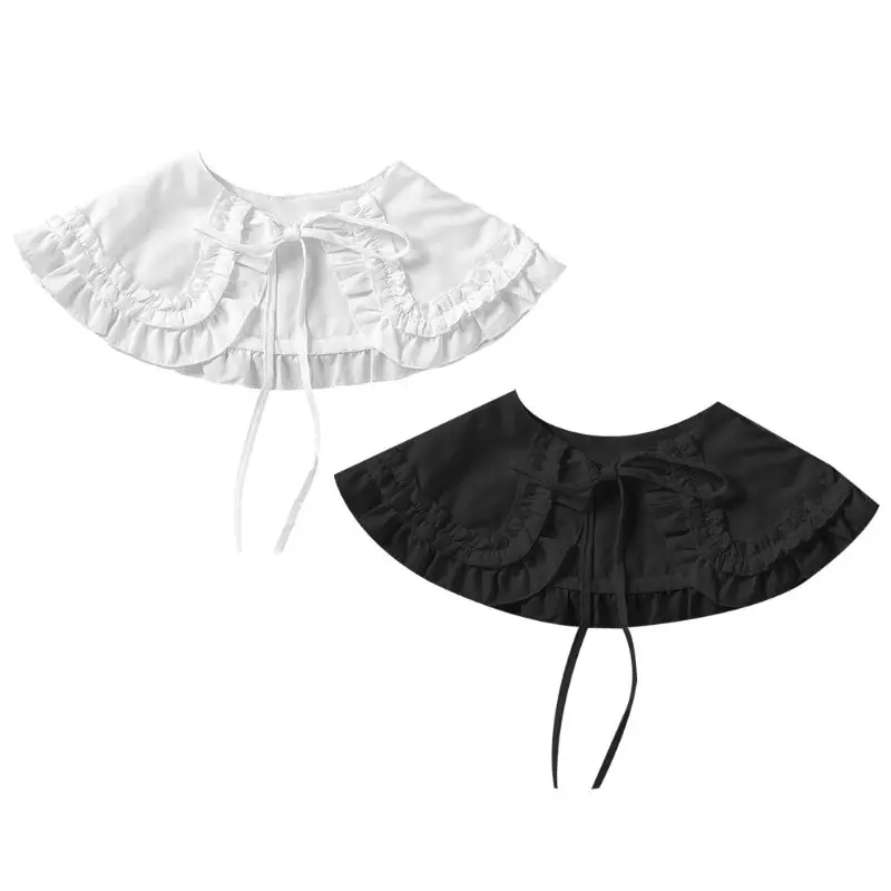 

Japanese Women Girls Lolita Doll Double Layer Ruffles Fake Collar Shoulder Wrap M3GF