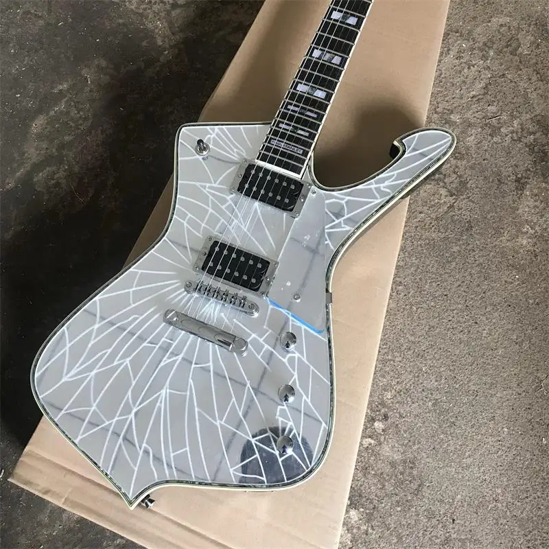 6 cuerdas P aul Стэнли acabado agrietado Iceman plata hardware guitarra electrica