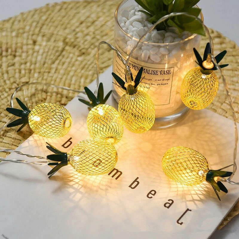 

Metal Pineapple Fruit String Lights 10 LED 20 LED String Fairy Light USB Battery Powered Lantern Xmas Wedding Lamp decoratio