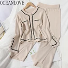 OCEANLOVE трикотажный комплект из двух предметов женская модель + брюки с широкими штанинами в Корейском стиле Женская винтажная одежда