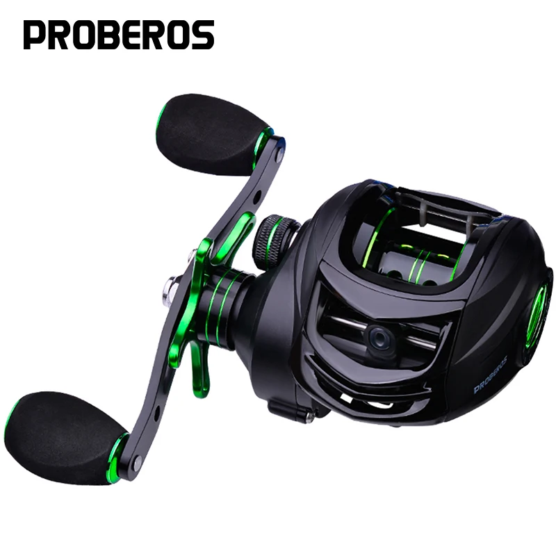 

PROBEROS Baitcast Reel 7.2:1 Fishing Reel Black+Green Colors 3+1 Ball Bearings Water Drop10KG Bait casting Reel Hand Wheel