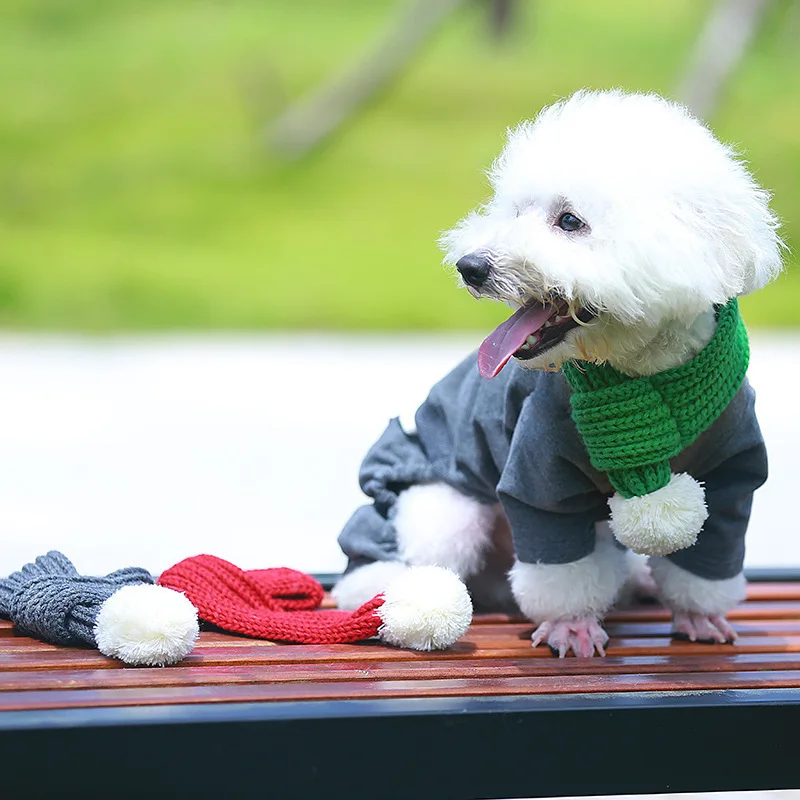 

Knitted Yarn Cat Dog Clothes Pet Clothes Halloween Dressing up Pet Scarf Pom-Poms Pet Supplies Clothes
