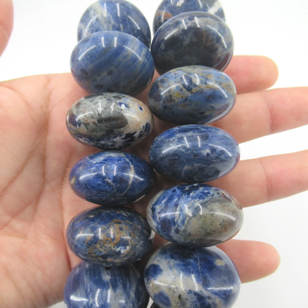 

Large Huge Chunky Sodalite 19x30mm Smooth Rondelle Large Blue Beads 15"