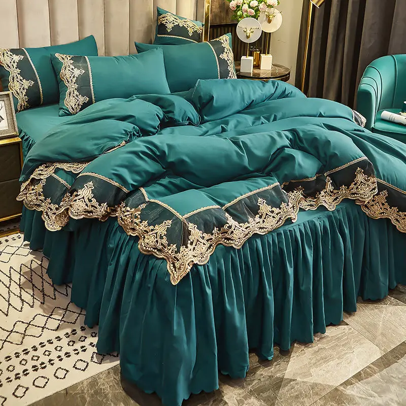 

Bedding Set 4 Pcs Solid Color Luxury Soft Pillowcases Quality Quilt Cover Home Satin Premium cotton Silky queen full size frame